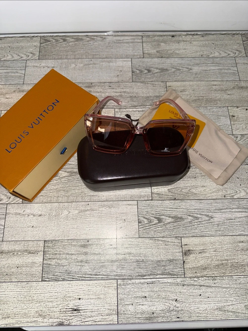 New Designer inspired Translucent Pink Square Sunglasses